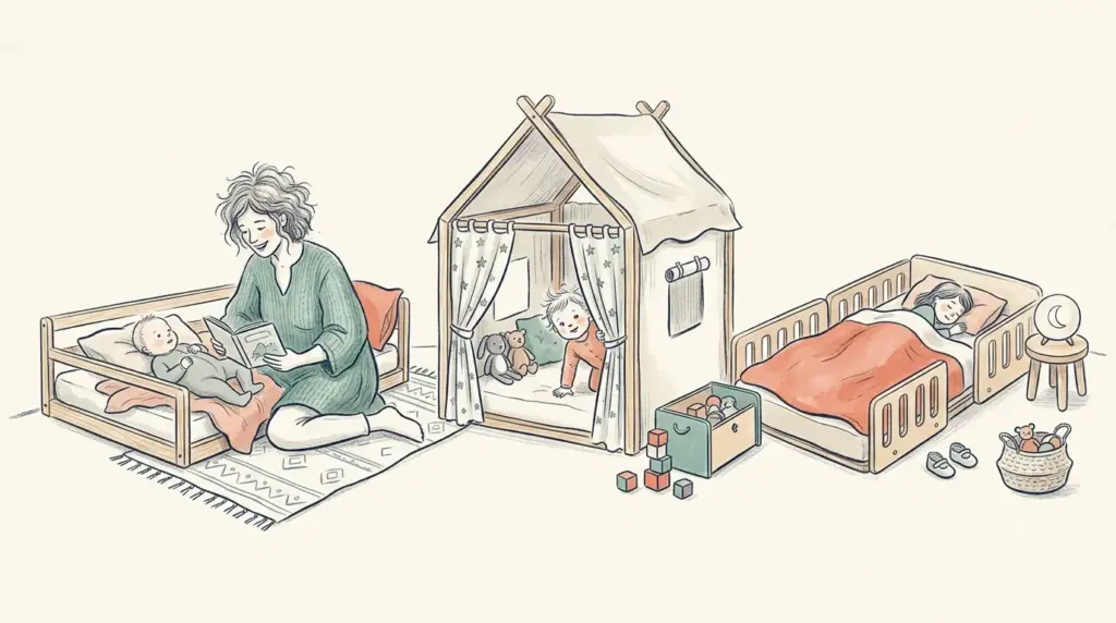 Lit Montessori : le guide d'achat (au sol, cabane, évolutif)